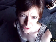 Horny MILF crazy sex scene outdoor