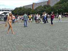 Blonde Czech teen showing her hot body naked in public