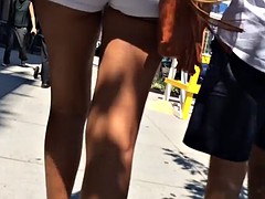 Tight white shorts booty