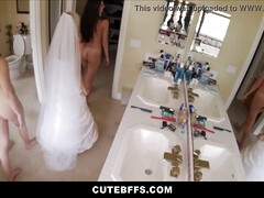 Petite bridesmaids Eliza Jane, Sydney Cole & Olivia Lua get their tight assholes stretched by best man & his big cock