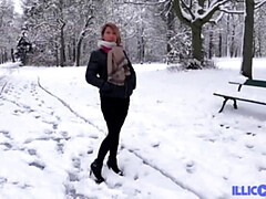 Laura, sexy milf, ass fucked after an exhib in the snow