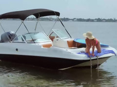 Tanned sex freak Kenzie Madison fucking on the boat